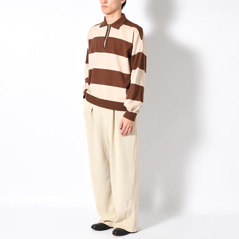 BORDER RUGBY SHIRT -BEIGE×BROWN-