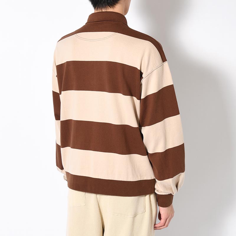 BORDER RUGBY SHIRT -BEIGE×BROWN-