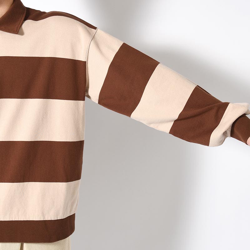 BORDER RUGBY SHIRT -BEIGE×BROWN-