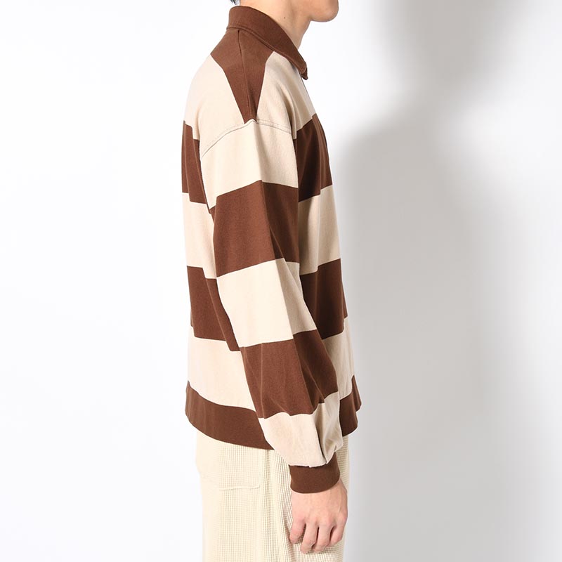 BORDER RUGBY SHIRT -BEIGE×BROWN-