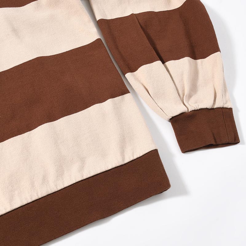 BORDER RUGBY SHIRT -BEIGE×BROWN-