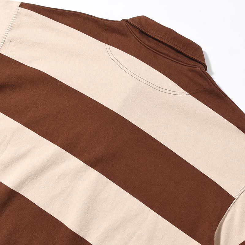 BORDER RUGBY SHIRT -BEIGE×BROWN-