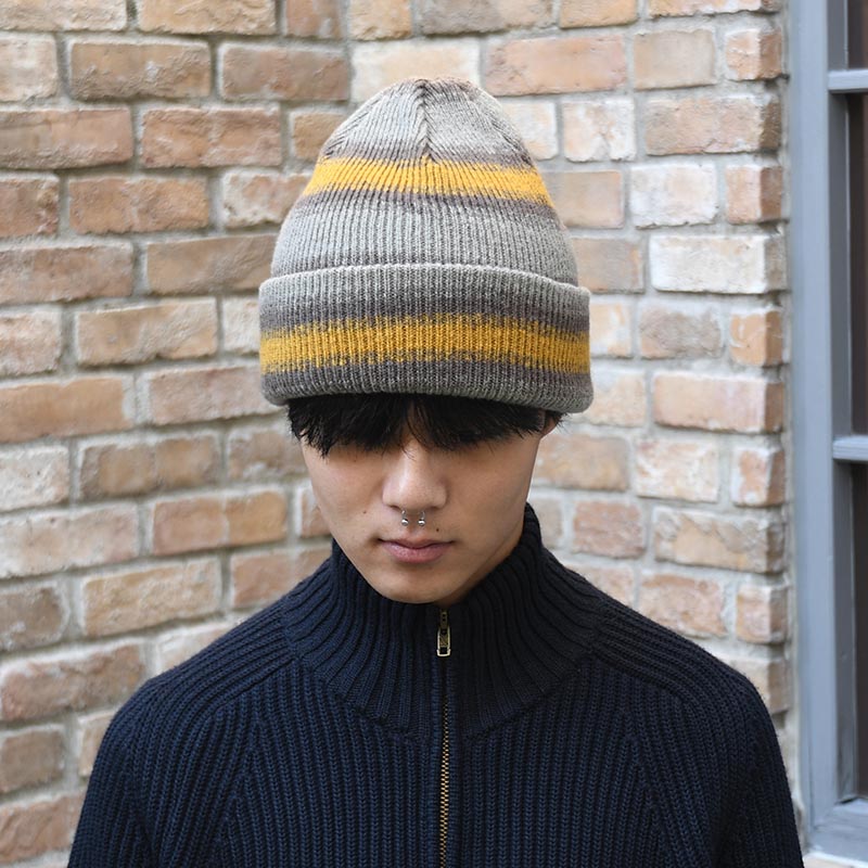 OMBRE STRIPE REVERSIBLE KNIT BEANIE -3.COLOR-