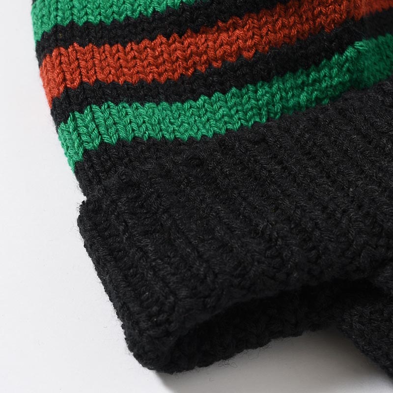 PONPON EAR KNIT CAP -BLACK-