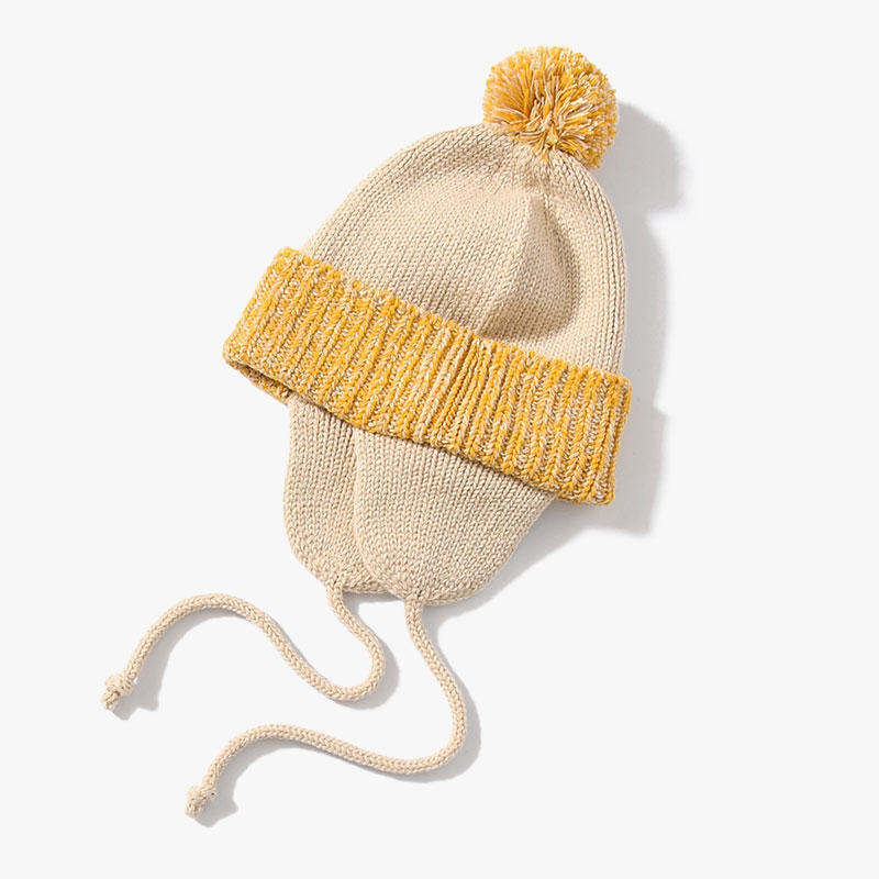 PONPON EAR KNIT CAP -IVORY-