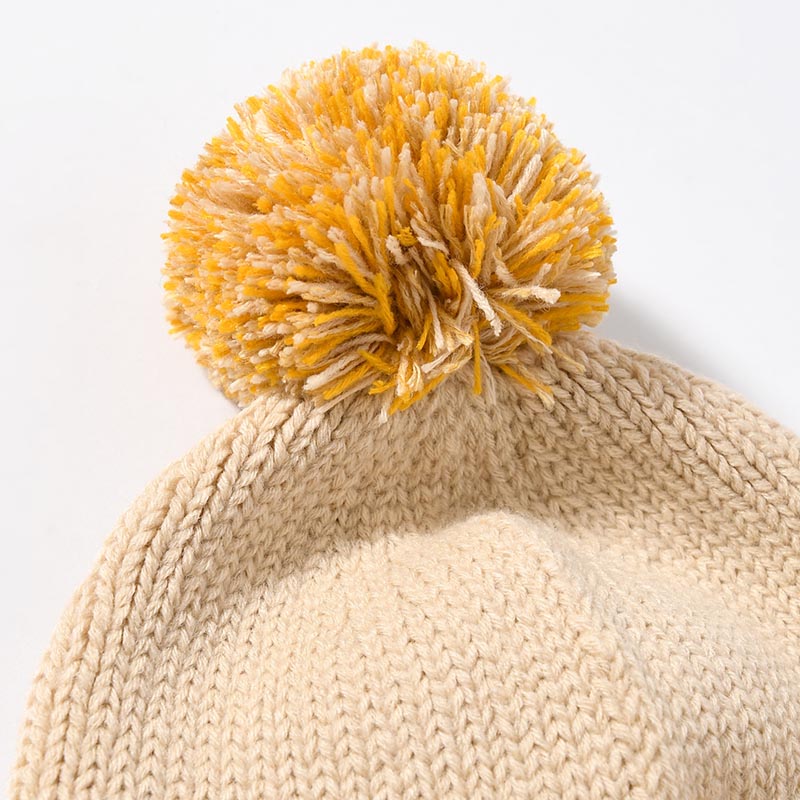 PONPON EAR KNIT CAP -IVORY-