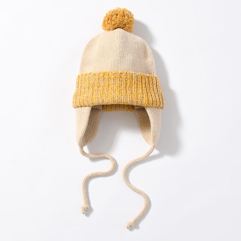 PONPON EAR KNIT CAP -IVORY-