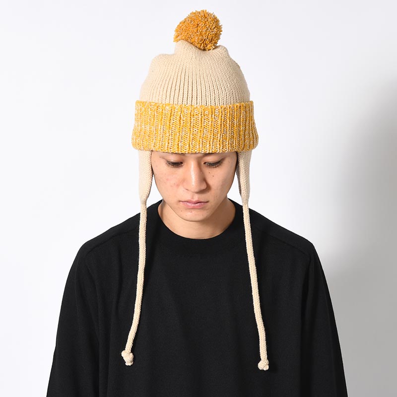 PONPON EAR KNIT CAP -IVORY-