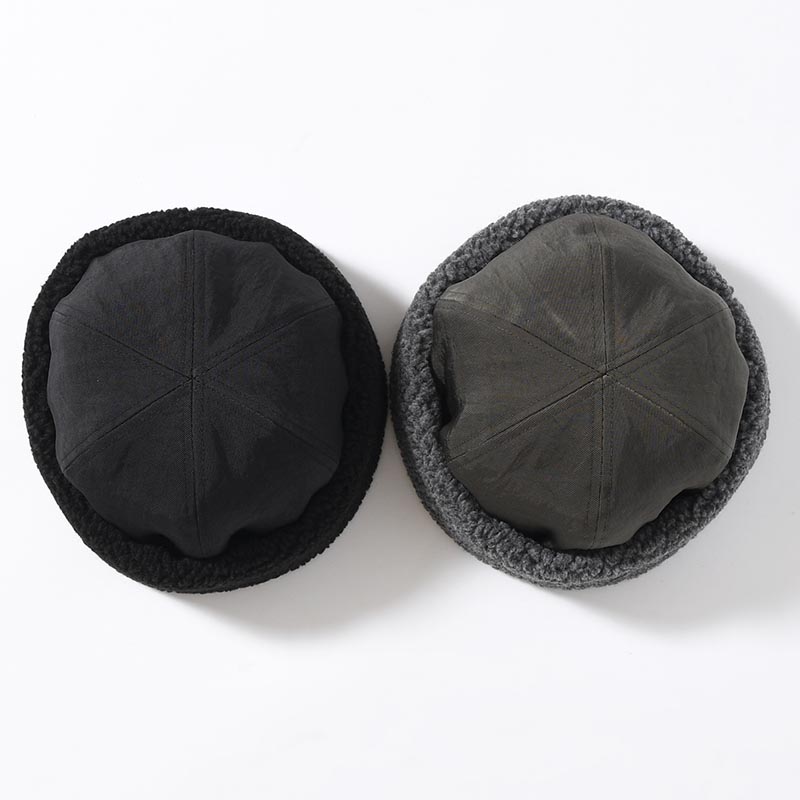 NYLON TWILL & BOA FLEECE 6PANEL ROLL CAP -2.COLOR-