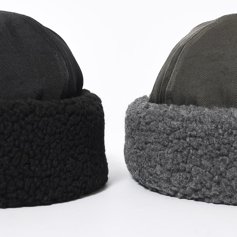 NYLON TWILL & BOA FLEECE 6PANEL ROLL CAP -2.COLOR-