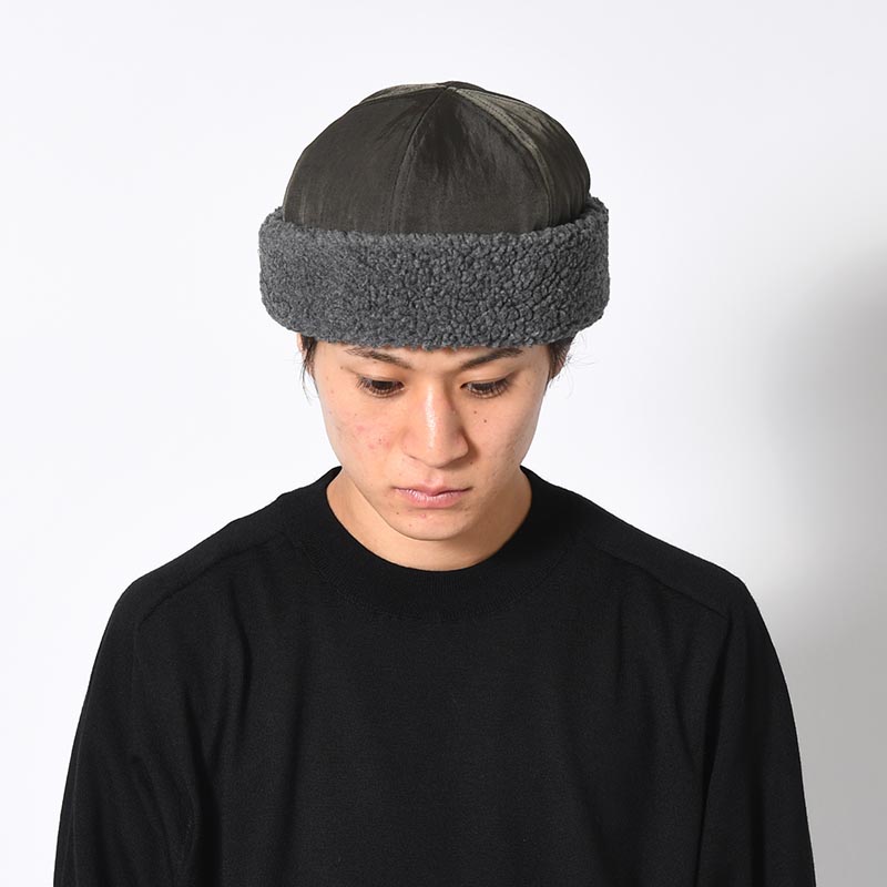 NYLON TWILL & BOA FLEECE 6PANEL ROLL CAP -2.COLOR-