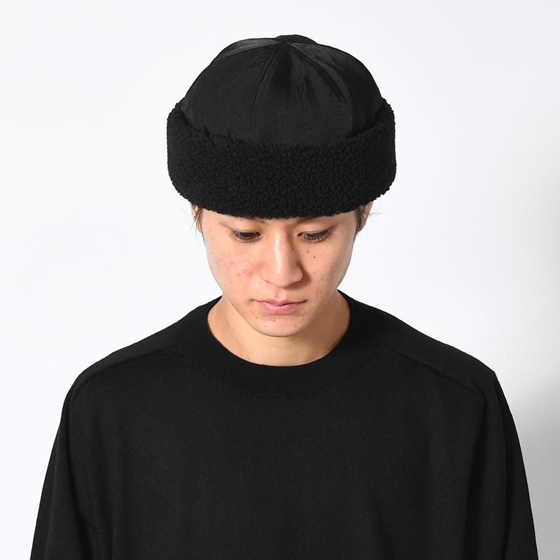 NYLON TWILL & BOA FLEECE 6PANEL ROLL CAP -2.COLOR-