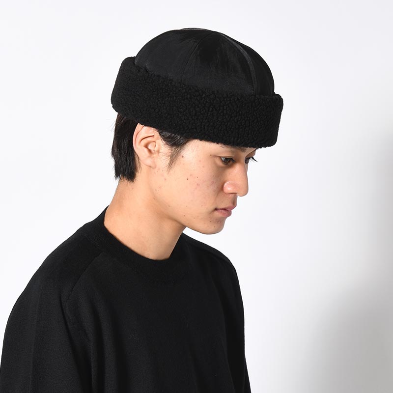 NYLON TWILL & BOA FLEECE 6PANEL ROLL CAP -2.COLOR-