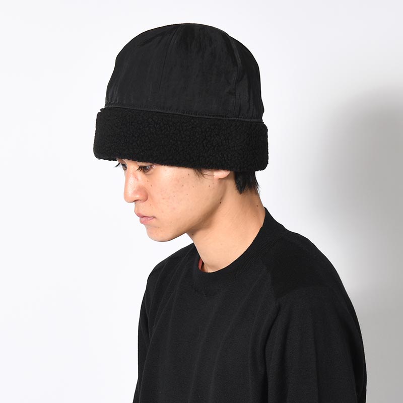 NYLON TWILL & BOA FLEECE 6PANEL ROLL CAP -2.COLOR-