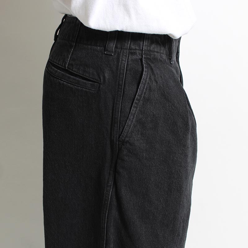 12.5oz Denim Wide Trousers -BLACK-