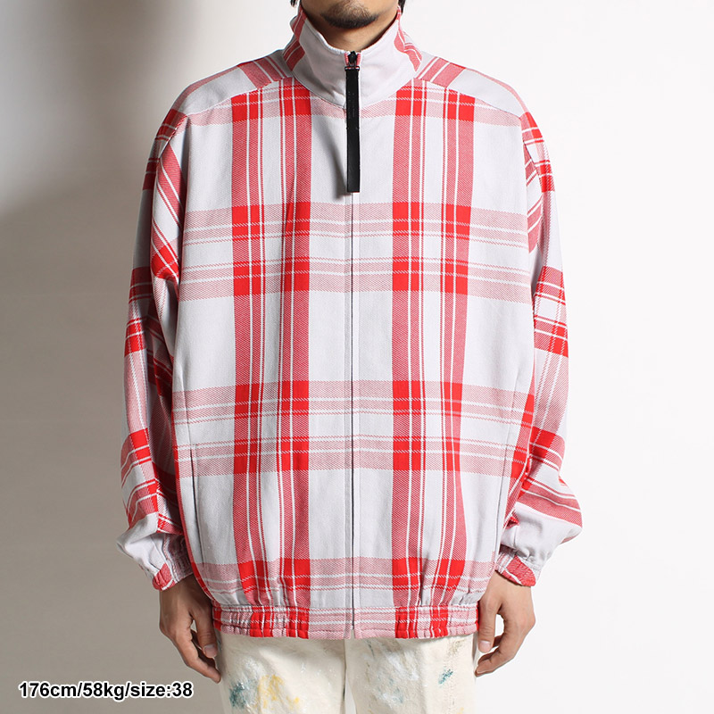STAND COLLAR BLOUSON -GRY CHECK-