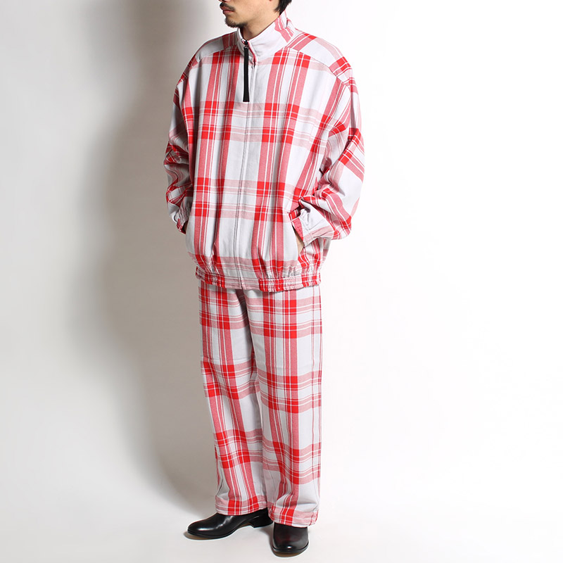 STAND COLLAR BLOUSON -GRY CHECK-
