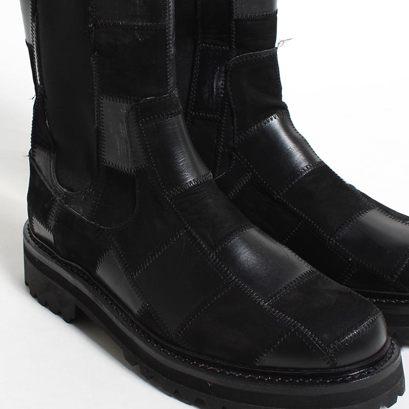 VINTAGE PATCH LEATHER SIDE GORE BOOTS -BLACK-