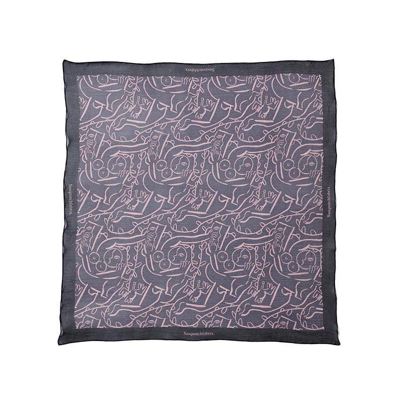"PEACEFUL" SILK SCARF -2.COLOR-(NAVY×PINK)