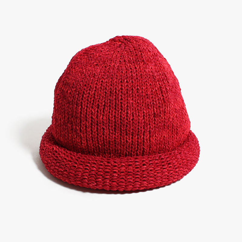 ROLL HAND KNIT CAP -4.COLOR-(RED)