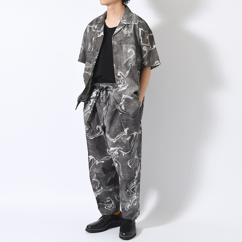 Suminagashi Printed Hakama Trousers -CHARCOAL-