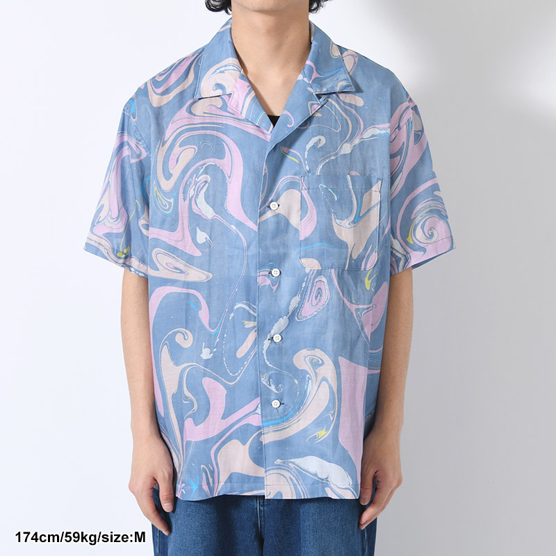 Suminagashi Camp Collar Shirt -MULTI-