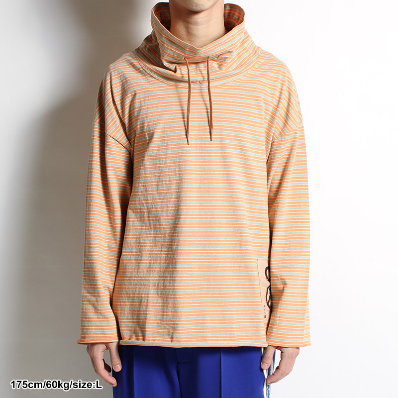 BORDER LONG SLEEVE T-SHIRT -ORANGE-