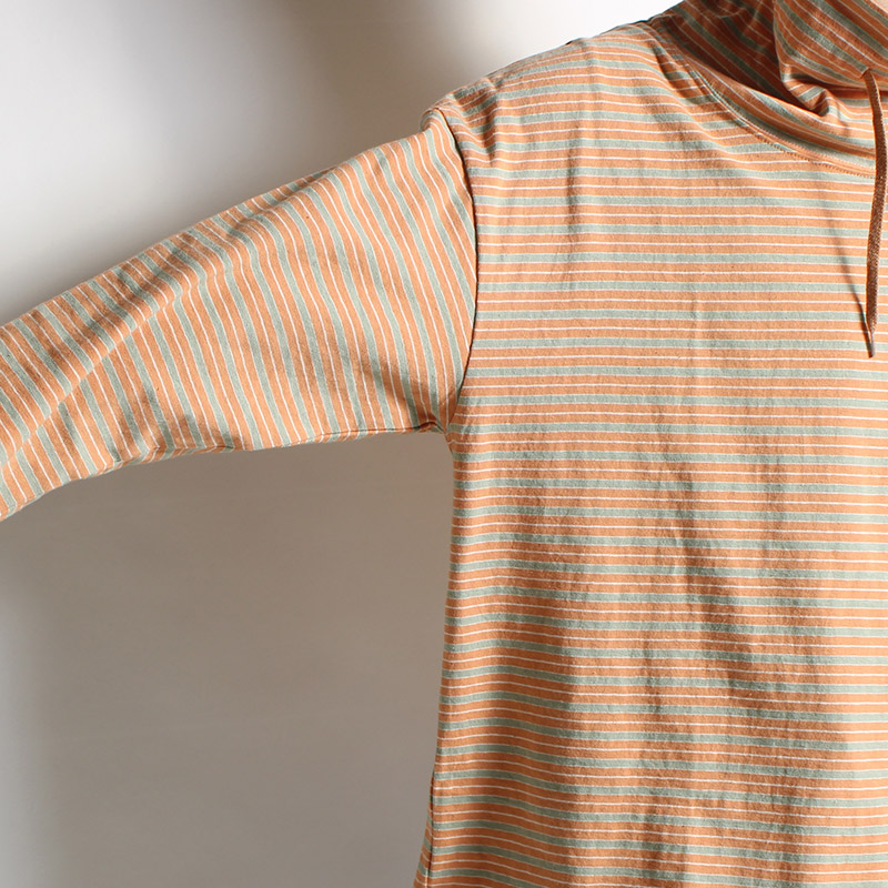 BORDER LONG SLEEVE T-SHIRT -ORANGE-