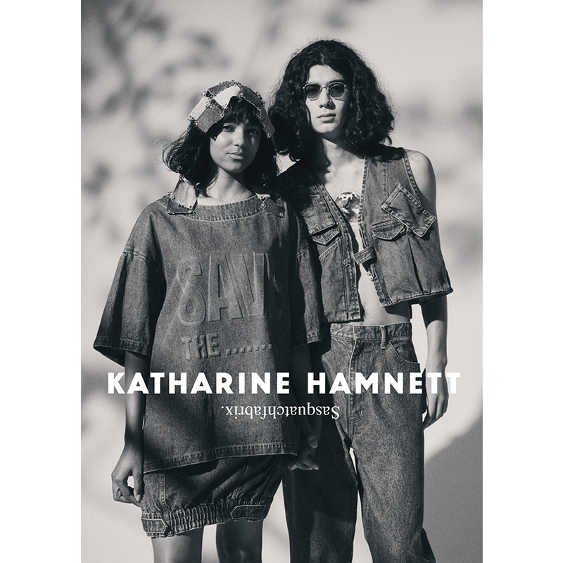 "KATHARINE HAMNETT" DENIM HELMET BAG -CHOOSE LIFE-