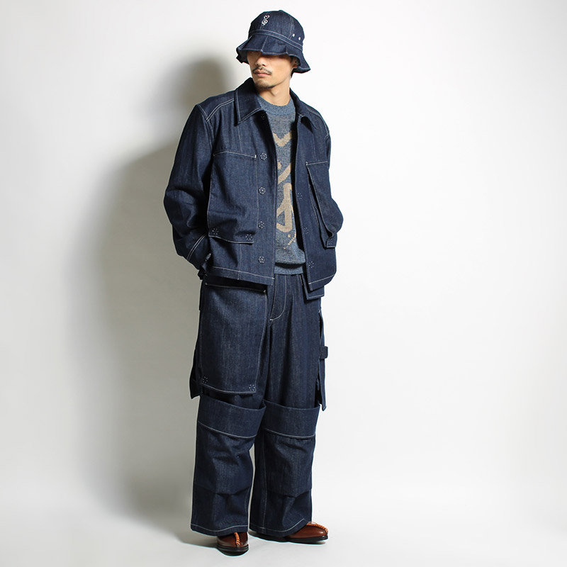 UTILITY FULL FLAP DENIM PANTS -INDIGO NAVY-