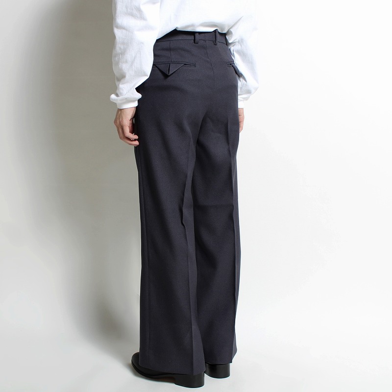 SEMI FLARE SILHOUETTE SLACKS -NAVY-