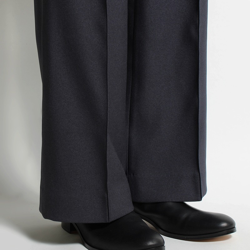 SEMI FLARE SILHOUETTE SLACKS -NAVY-