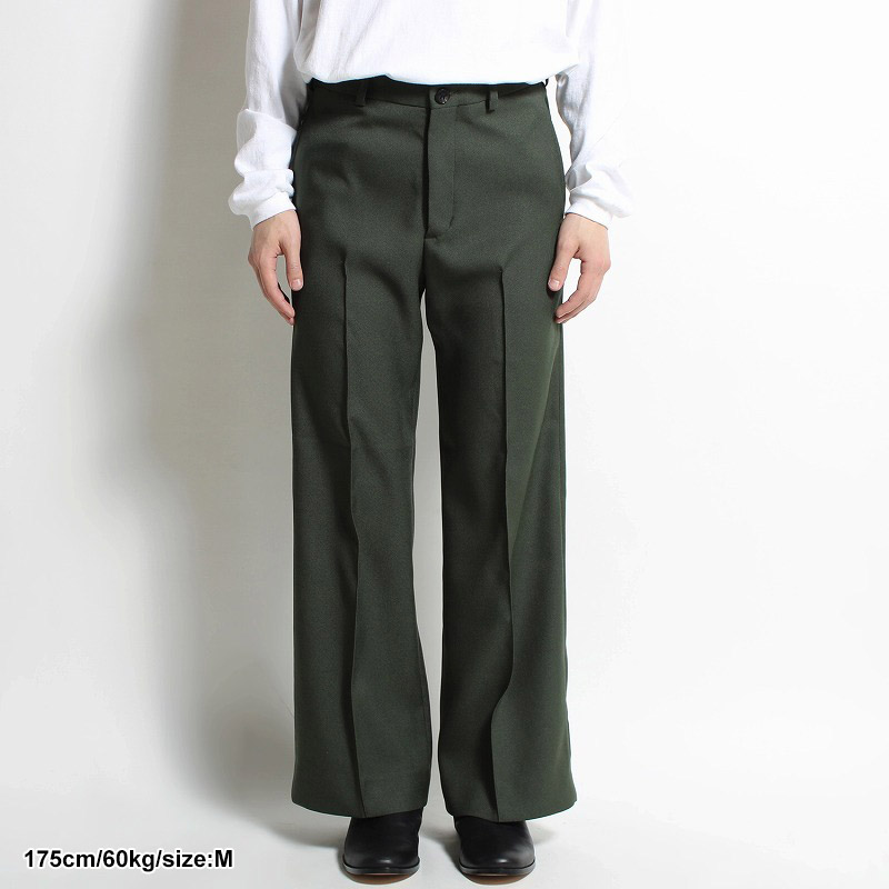 SEMI FLARE SILHOUETTE SLACKS -DARK GREEN-