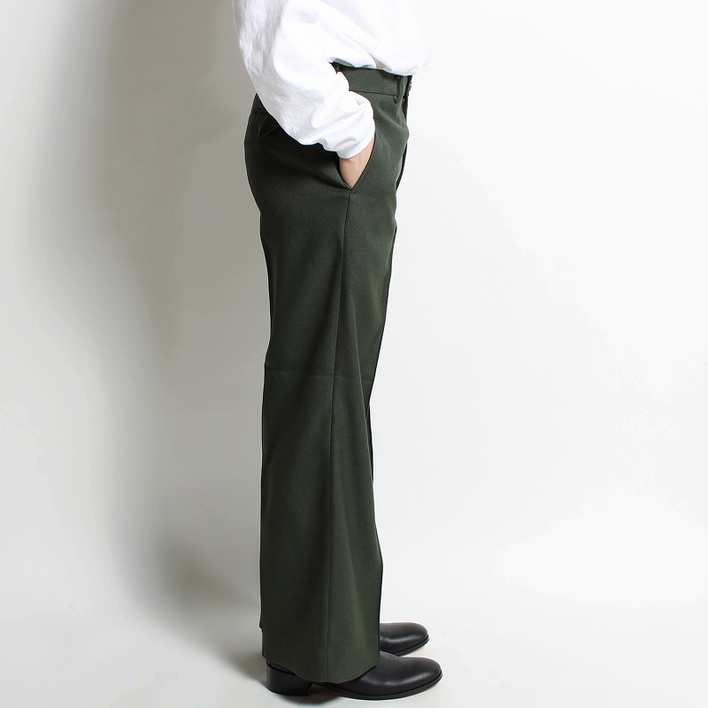 SEMI FLARE SILHOUETTE SLACKS -DARK GREEN- | IN ONLINE STORE