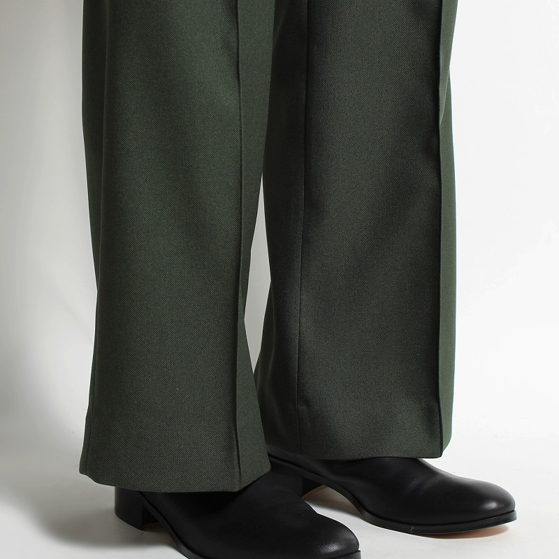 SEMI FLARE SILHOUETTE SLACKS -DARK GREEN-