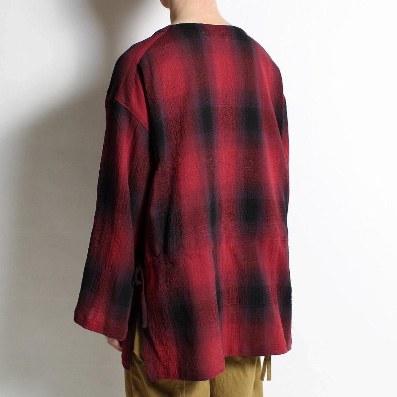 DP SQUARE NECK HARVEST SMOCK -RED × BLACK CHECK-