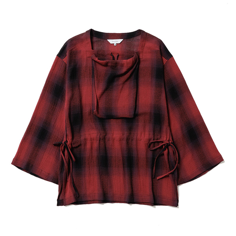 DP SQUARE NECK HARVEST SMOCK -RED × BLACK CHECK-