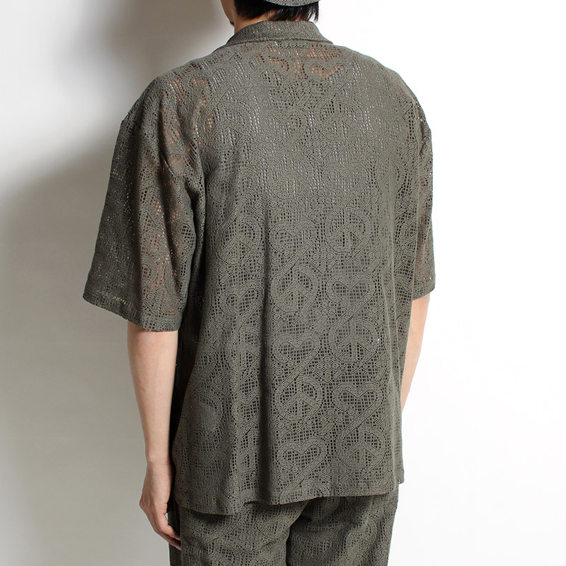 "LOVE & PEACE" LACE OC H/S SHIRT -OLIVE-