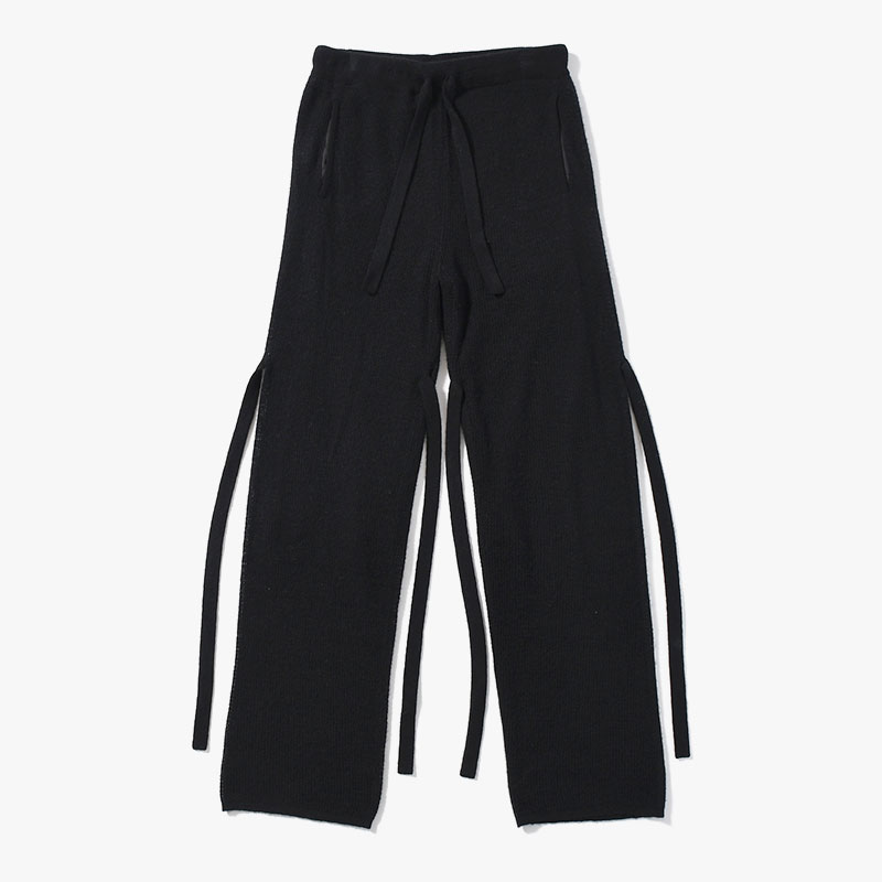 CASHMERE MIX MESH PANTS -BLACK-