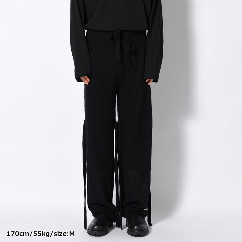 CASHMERE MIX MESH PANTS -BLACK-