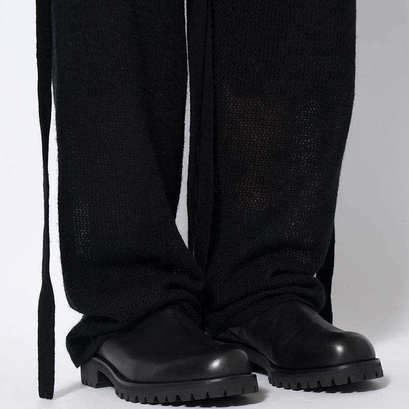 CASHMERE MIX MESH PANTS -BLACK-