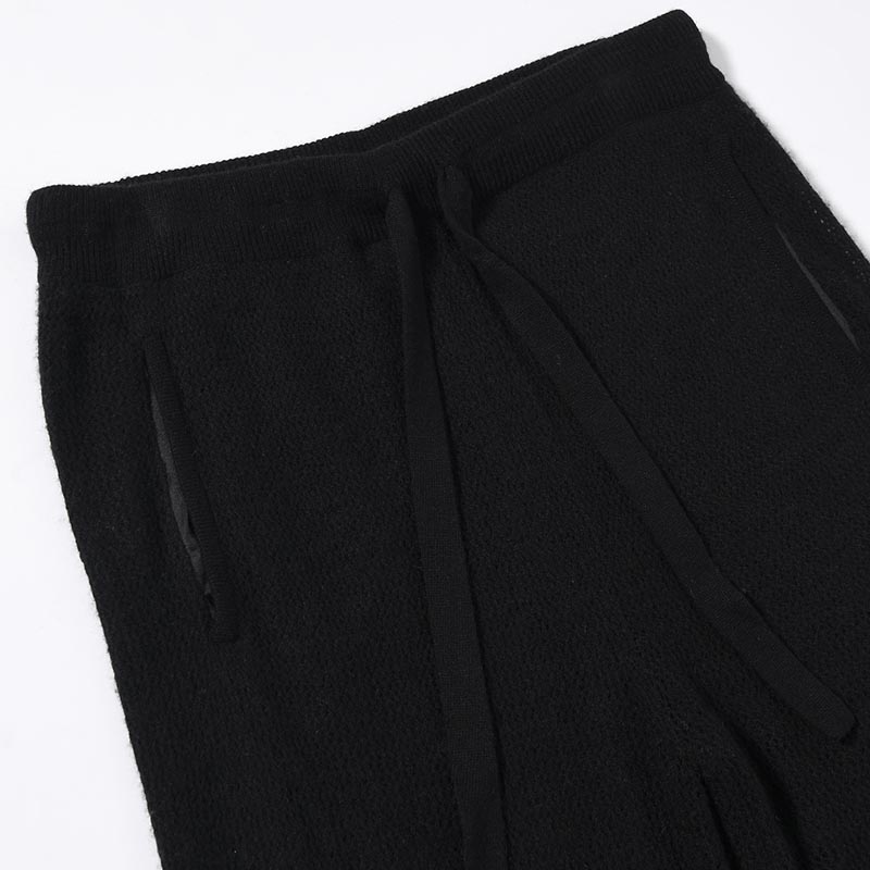 CASHMERE MIX MESH PANTS -BLACK-