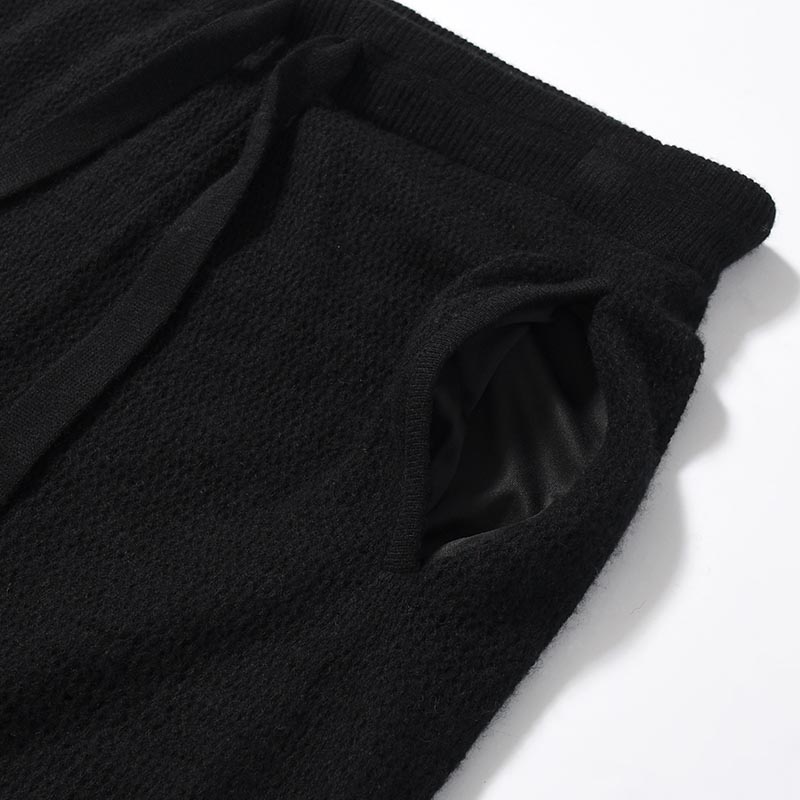 CASHMERE MIX MESH PANTS -BLACK-