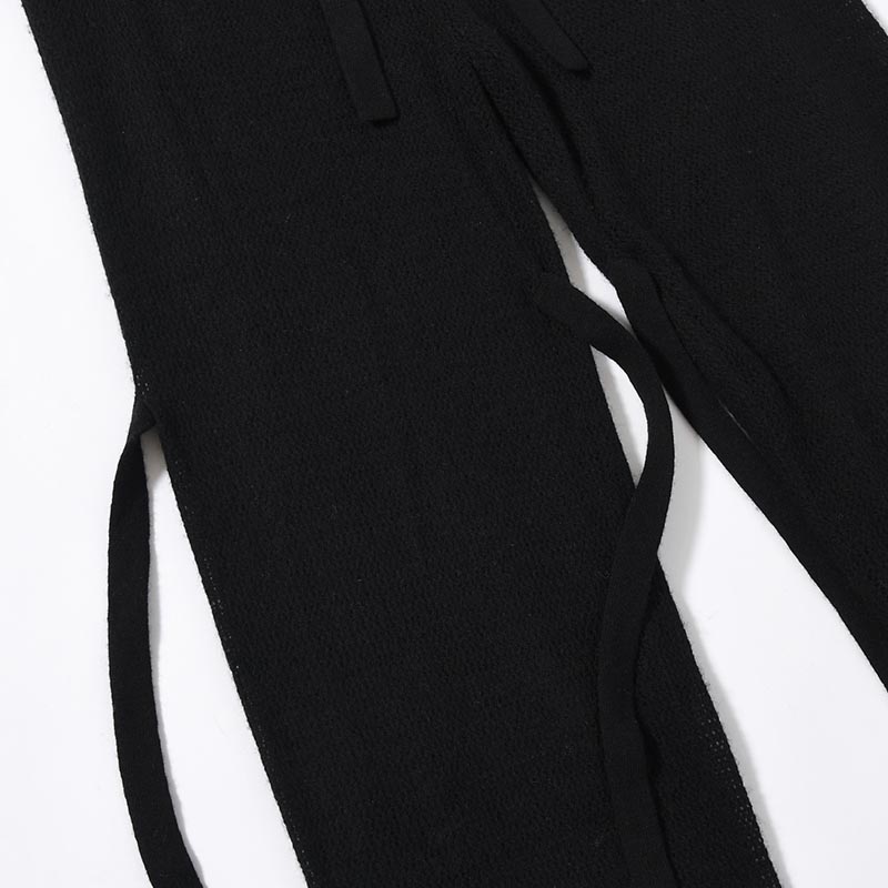 CASHMERE MIX MESH PANTS -BLACK-