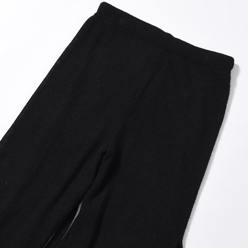 CASHMERE MIX MESH PANTS -BLACK-