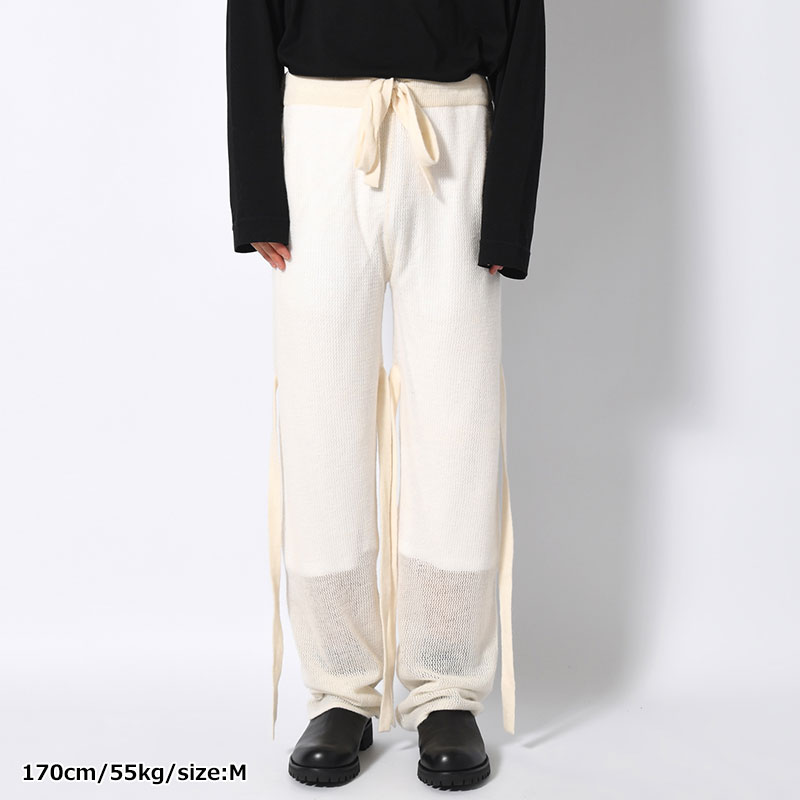 CASHMERE MIX MESH PANTS -WHITE-