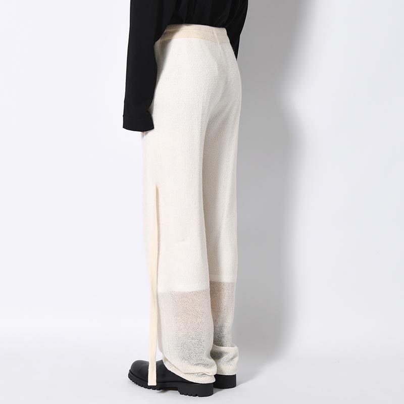 CASHMERE MIX MESH PANTS -WHITE-