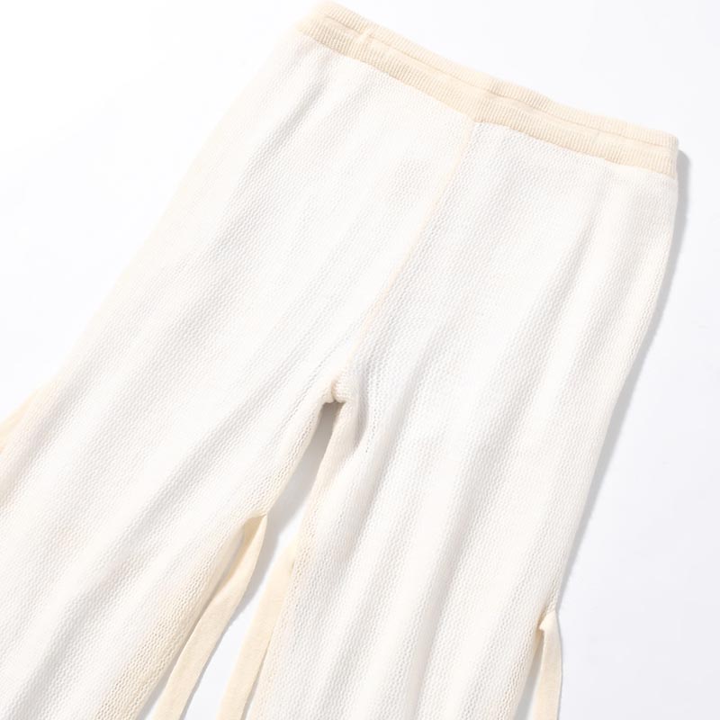 CASHMERE MIX MESH PANTS -WHITE-