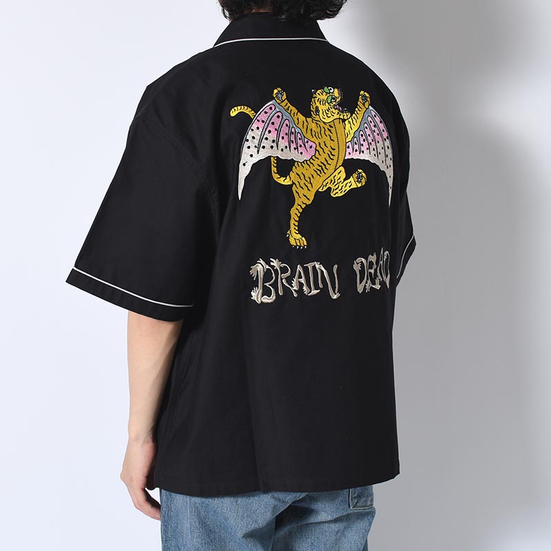 FLYING TIGER SHORT SLEEVE WESTERN SHIRT -BLACK-