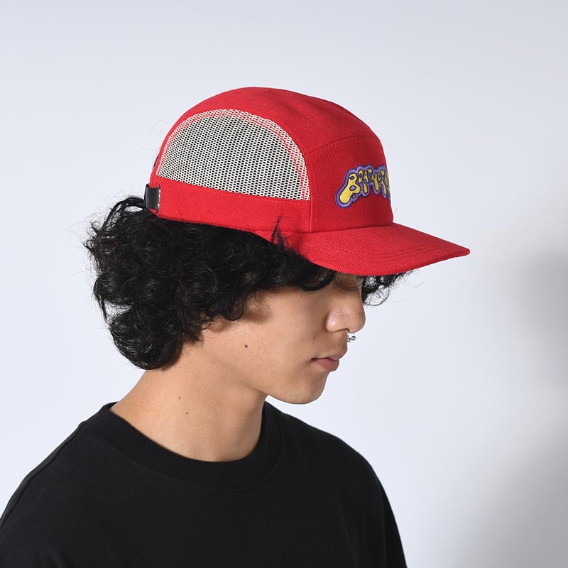 MESH PANEL CAMP HAT -RED-
